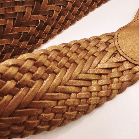 Linea Pelle Leather Braided Metallic Belt M - Picture 5 of 6